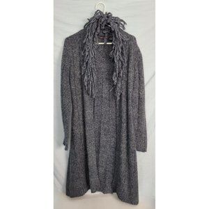 Wet Seal Womens Lond sleeved Fringed Collar Long Cardigan Grey Size Large